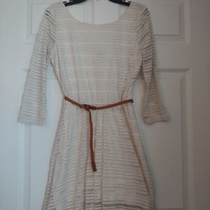 Cream dress with belt